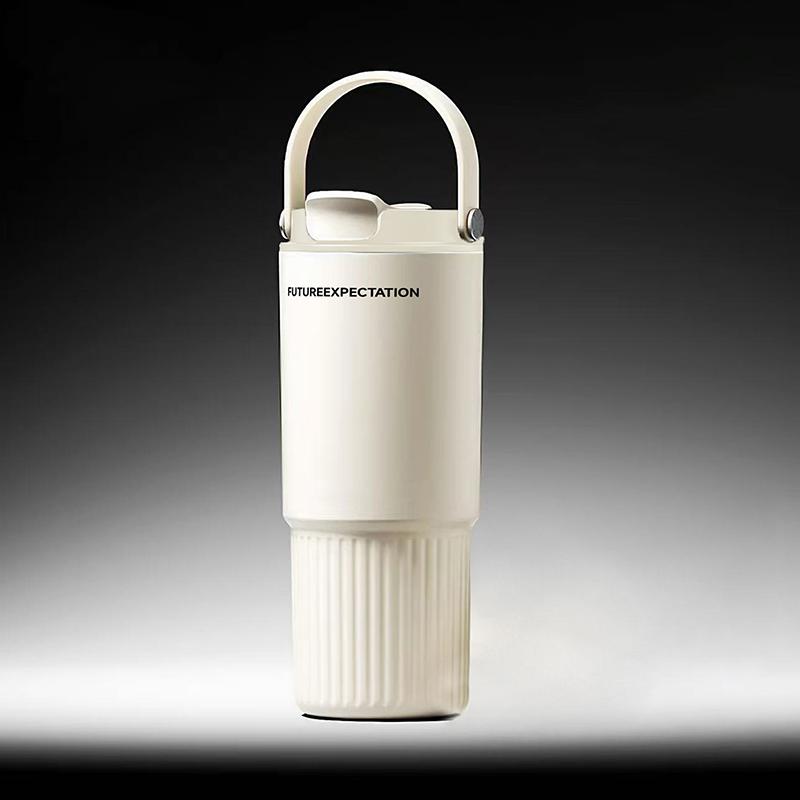 

Large Capacity Car Travel Mug Thermos Cup For And Cold Dual Use Portable Tumbler With Handle Leakproof Design Daily білий