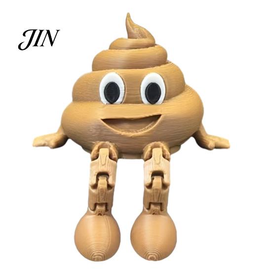 Funny Poop Gift for Friend 3D Printed Figurines with Articulated Legs, Cute Desk Shelf Sitter Weird Gag Statue Statues, Movable Joints Fidgety