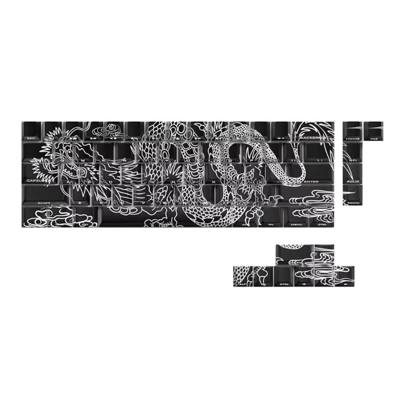 

74Keys Keycaps Set Side Print Loong Backlit Keycap for 60 61 65 67 68 Mechanical Keyboards 1