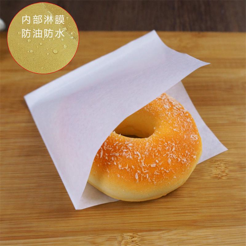 100 Pezzi Sacchetto di Carta Bianco Resistente all'Olio per Panini Ciambelle Monouso da Asporto Cibo Rivestito Resistente al Grasso Imballaggio per Pollo Fritto Hamburger