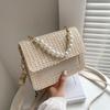 New Spring Summer Pearl Bracelet Crossbody Bag Simple Straw Woven Women Underarm Bag Fashi Square Handheld Bag For Ladies