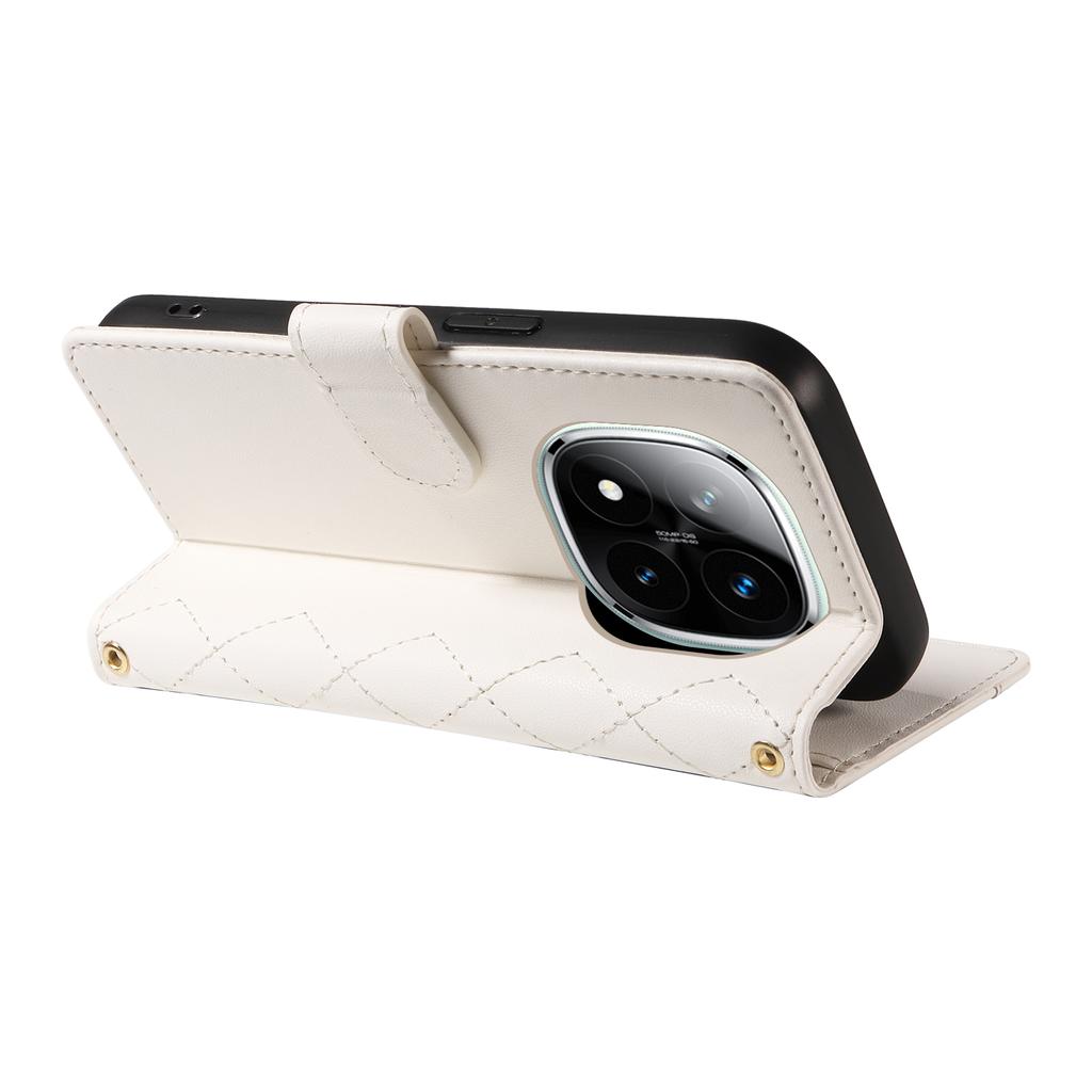 For Xiaomi Redmi Note 14 Pro+ 5G/Note 14 Pro 5G/Poco X7 5G Case Wallet Rhombus Leather Phone Cover with Shoulder Strap,Wrist Strap