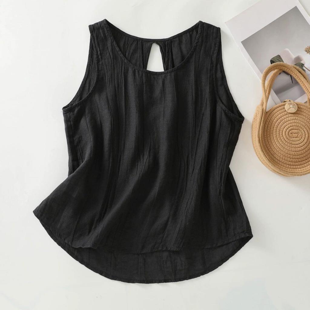 Women's Color Cotton And Linen Camisole Loose Inner Sleeveless Versatile Bottoming Top