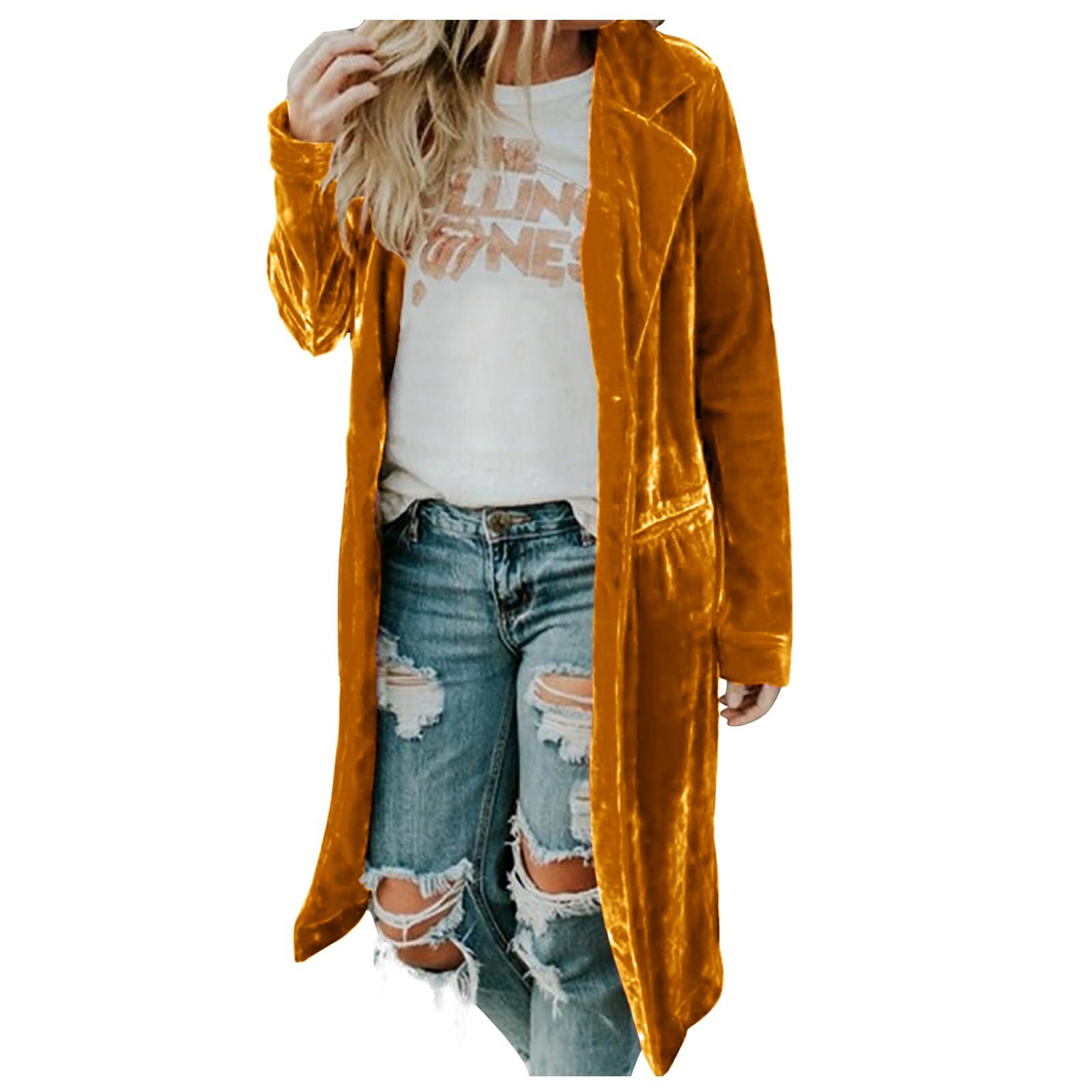 Женская модная золотая бархатная ветровка — фото 9