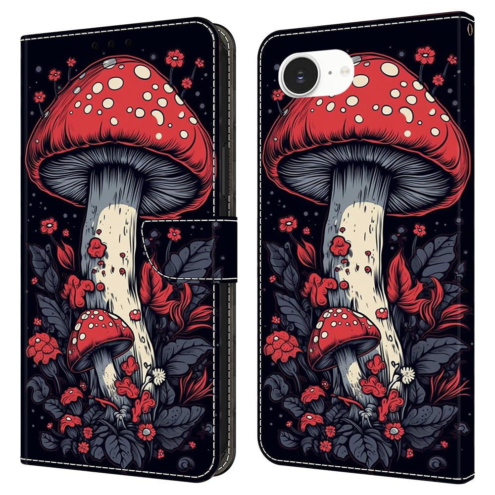 For iPhone 16e Leather Case Pattern Printing Wallet Stand Flip Phone Cover