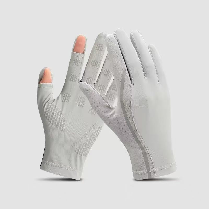 Men’s Ice Silk UV Protection Gloves, Quick-Dry Breathable Summer Gloves, Anti-Slip Gloves for Fishing Cycling Outdoor Sports