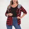 Women Long Sleeve Plaid Jackets Shirt Long Sleeve Casual Loose Coat Outwear