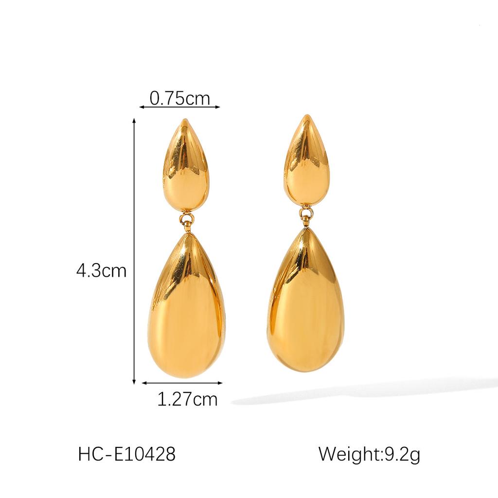 Phoenix Trendy Fashionable Personality 18K Gold Plated Stainless Steel Teardrop Earrings for Women, High-end Ins Style