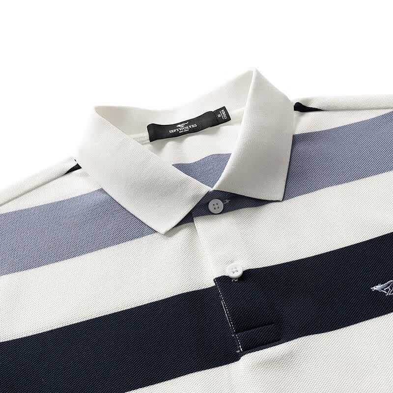 SEPTWOLVES Herren 7A Antibakterisches Gestreiftes Cool-Touch Poloshirt