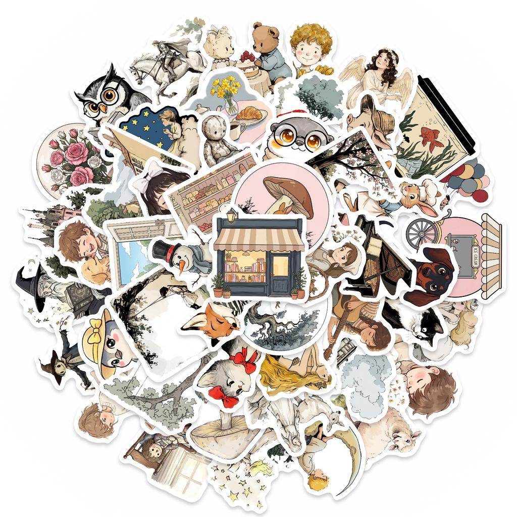 56 Cute Cartoon Stickers Fairy Tale World Decorative Stickers Creative Stationery Stickers Refrigerator Luggage Stickers