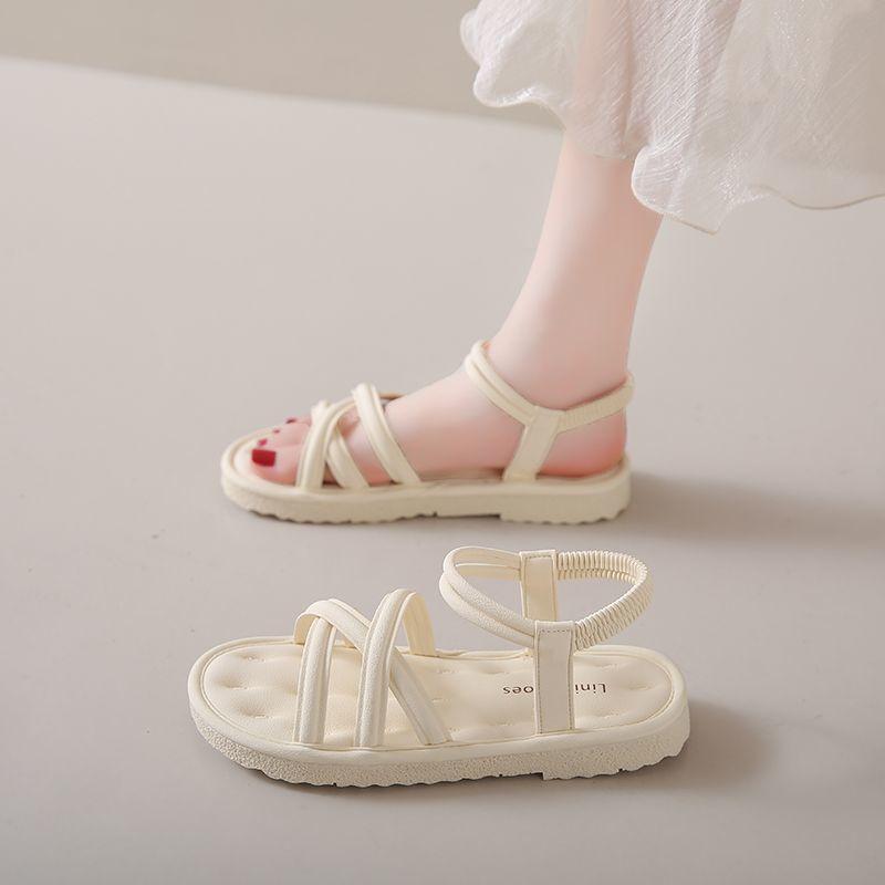 

Fairy wind comfortable soft flat-soled sandals female 2025 summer new casual open-toed soft-soled beach shoes women s shoes 40 белый