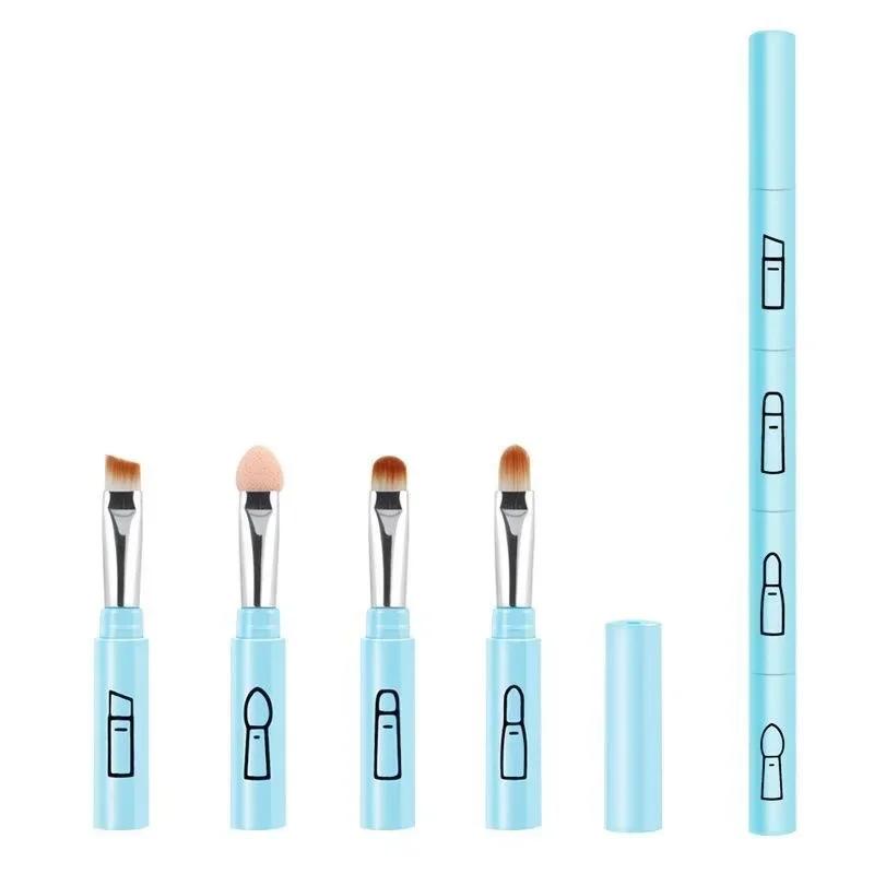 4 IN 1 Pennelli per trucco multifunzionali Set Gadget per trucco Pennello per ombretto staccabile per labbra Pennello per ombretto in spugna per viaggi a casa