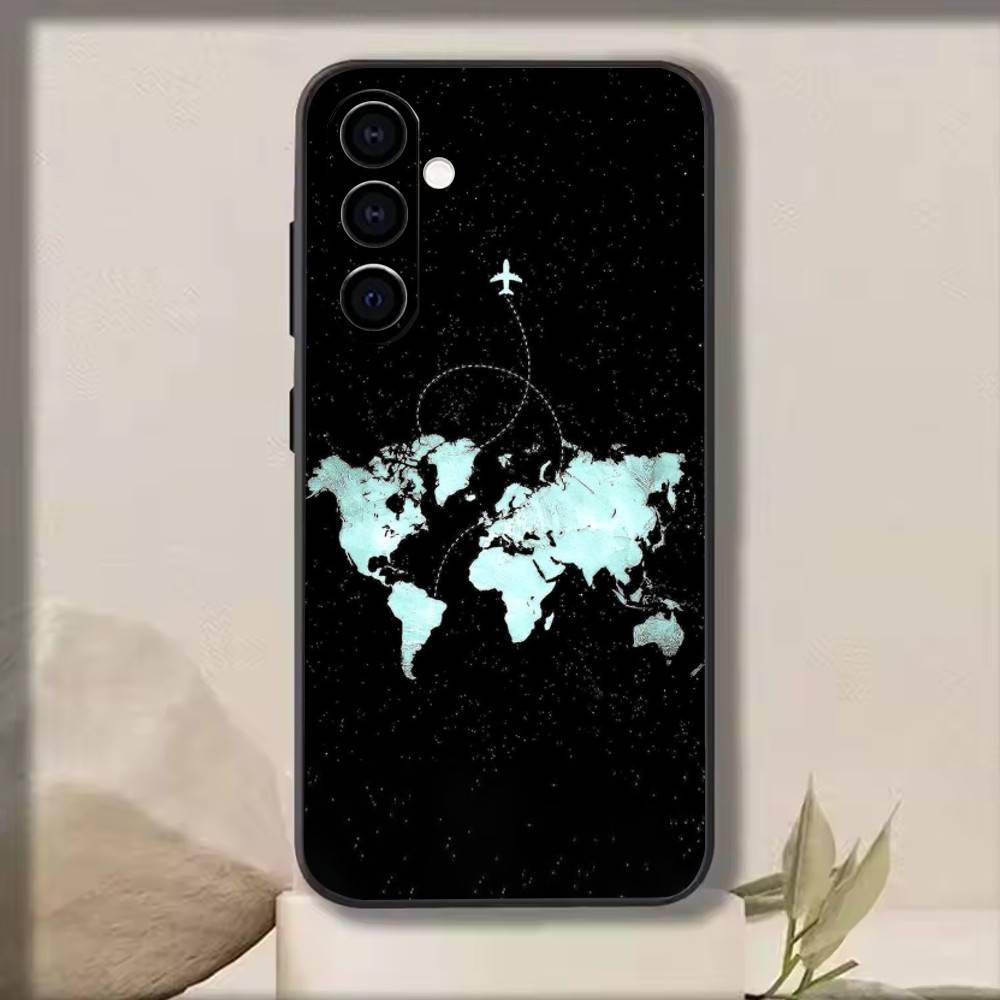Travel-Inspired Airplane Route   Phone Case For Samsung Galaxy A73,A72,A71,A70,A53,A52,A51,Others Soft Black Cover