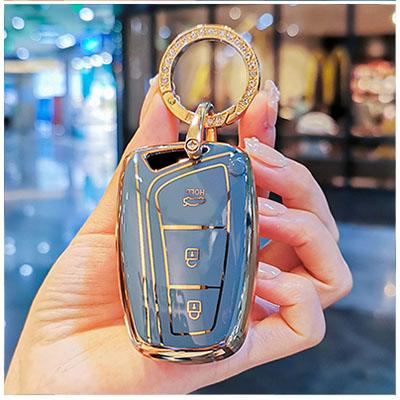 Soft Tpu Car Key Cover Remote Case For Hyundai Santa Fe Sport Ix45 Equus Centennial Genesis G80 Grandeur Azera 2013- Shell