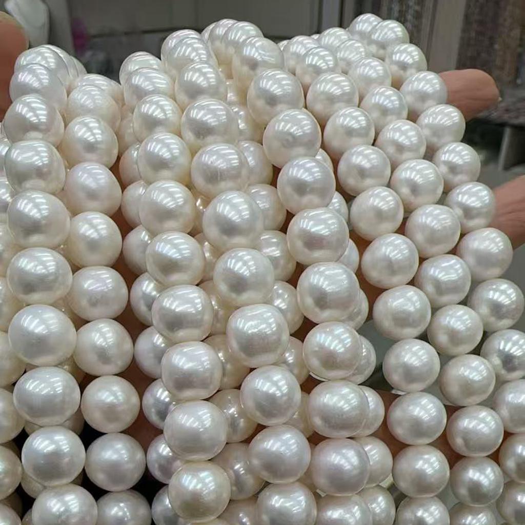1String, White Natural Shell Mother of Pearl Beads, 10-11mm Round Beads for Jewelry Making DIY Necklace Bracelet Accessories, Bulk Wedding Gifts 36cm