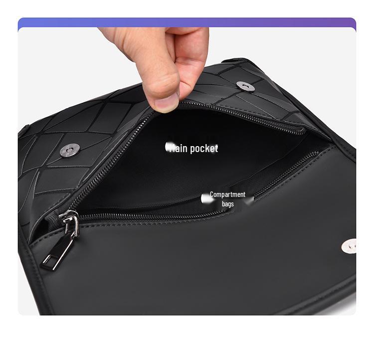 Trendy Men's Urban Crossbody Bag - Stylish Diamond Pattern, Slim Shoulder Bag, Ultra-Thin Backpack