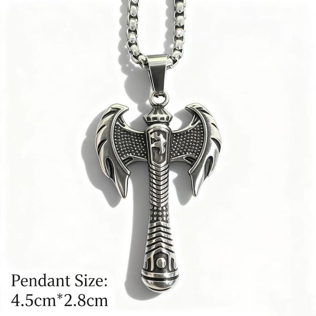 HNSP 316L Stainless Steel Viking Pendant Spear Necklace For Men Punk Style  Accessory