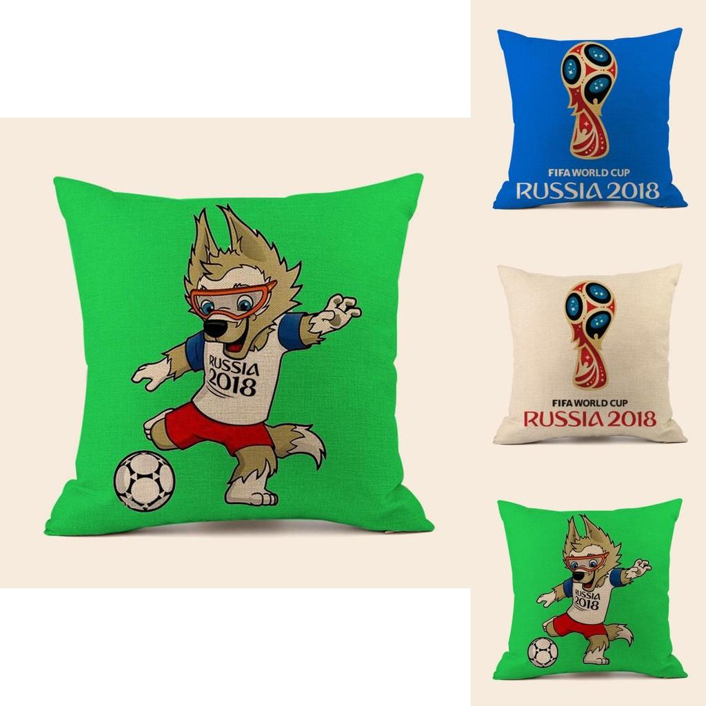 Soccer Fans World Cup 32 Teams Cotton Pillowcase With Emblem For Home Bar Lounge