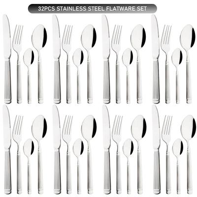 Western-Besteckset, 32-teilig, Edelstahl-Geschirrset, Tafelmesser, Kaffeelöffel, Gabel, Geschirr, Besteckset für die Küche zu Hause
