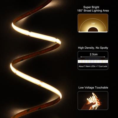 COB LED-Streifen CCT Bluetooth LED-Streifen 2M 3M 5M Dimmbar 24V 3000K~6500K CRI90+ Streifenlicht LED-Streifen für Küche Schlafzimmer Schrank