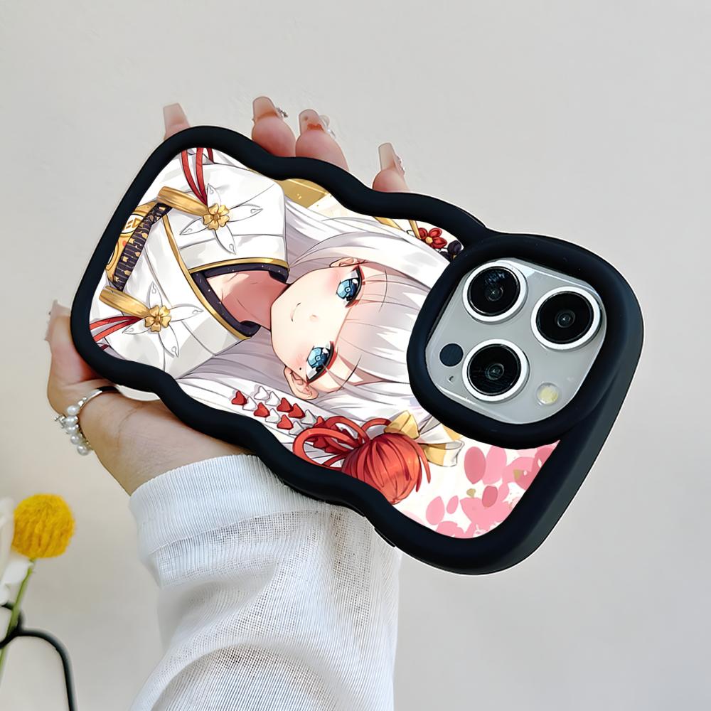 Azur Lane Shoukaku Phone Case for iPhone 17 16 15 14 13 12 11 Air Pro Max Plus Black Soft TPU Wavy Edge Cover