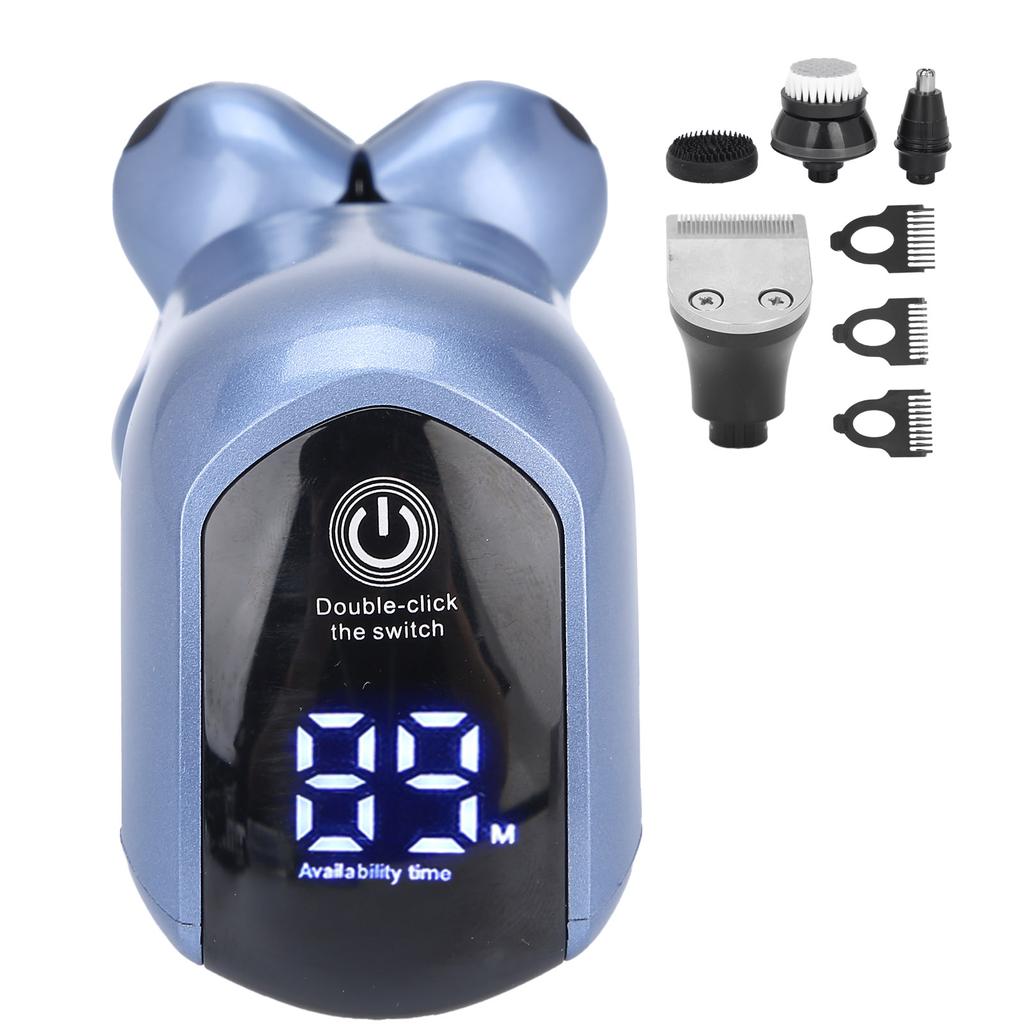 Multi Functional Electric Razor Sideburns Nose Hair Trimmer Facial Cleansing Brush Sky Blue