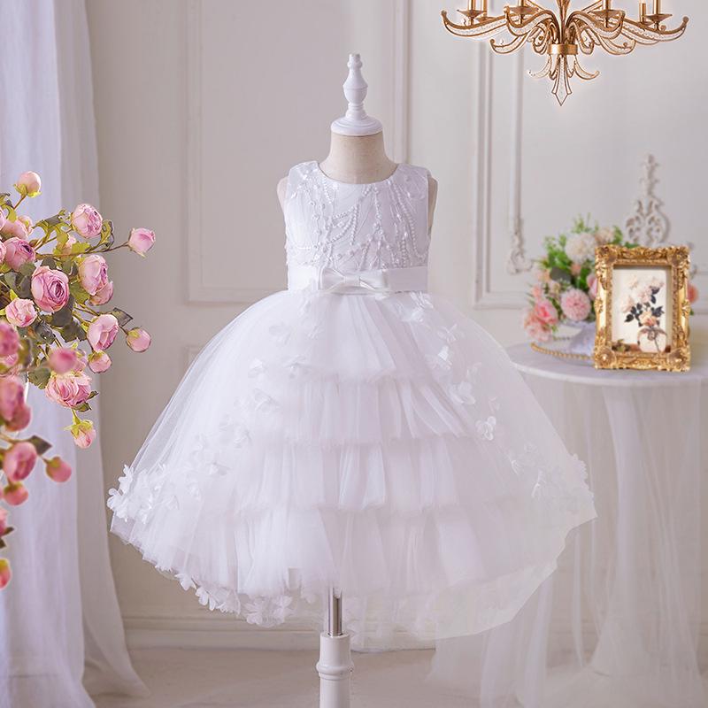 New Puffy Bridesmaid Girl's Dress with Layered Butterfly Design - Princess Evening Gown for Weddings or Festivals