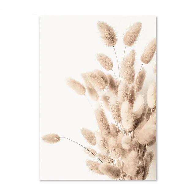 Nordic Beige Dandelion Painting Poster Reed Canvas Art Print Flower Posters Bunny Tail Grass Wall Art Picture Living Room Decor