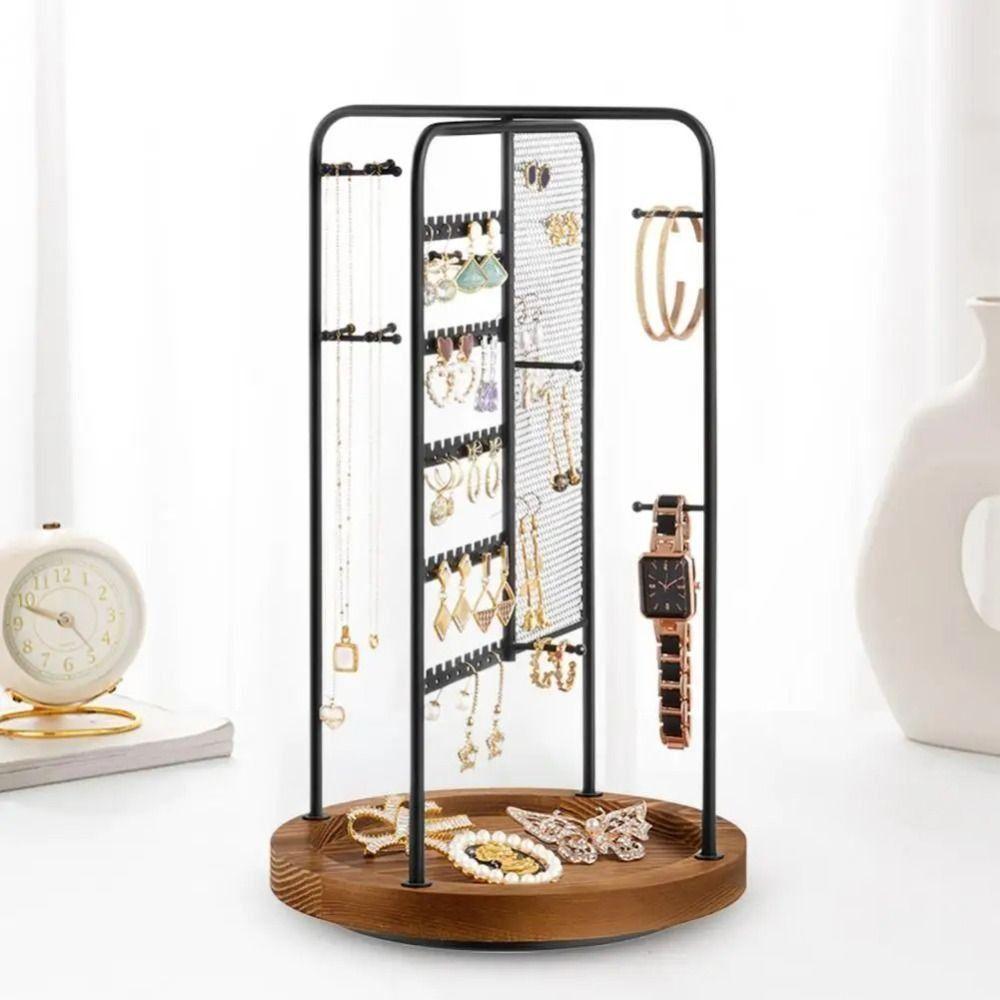 

Wooden Base Necklace Earring Holder Stable Jewelry Display Stand Jewelry Holder Bathroom белый