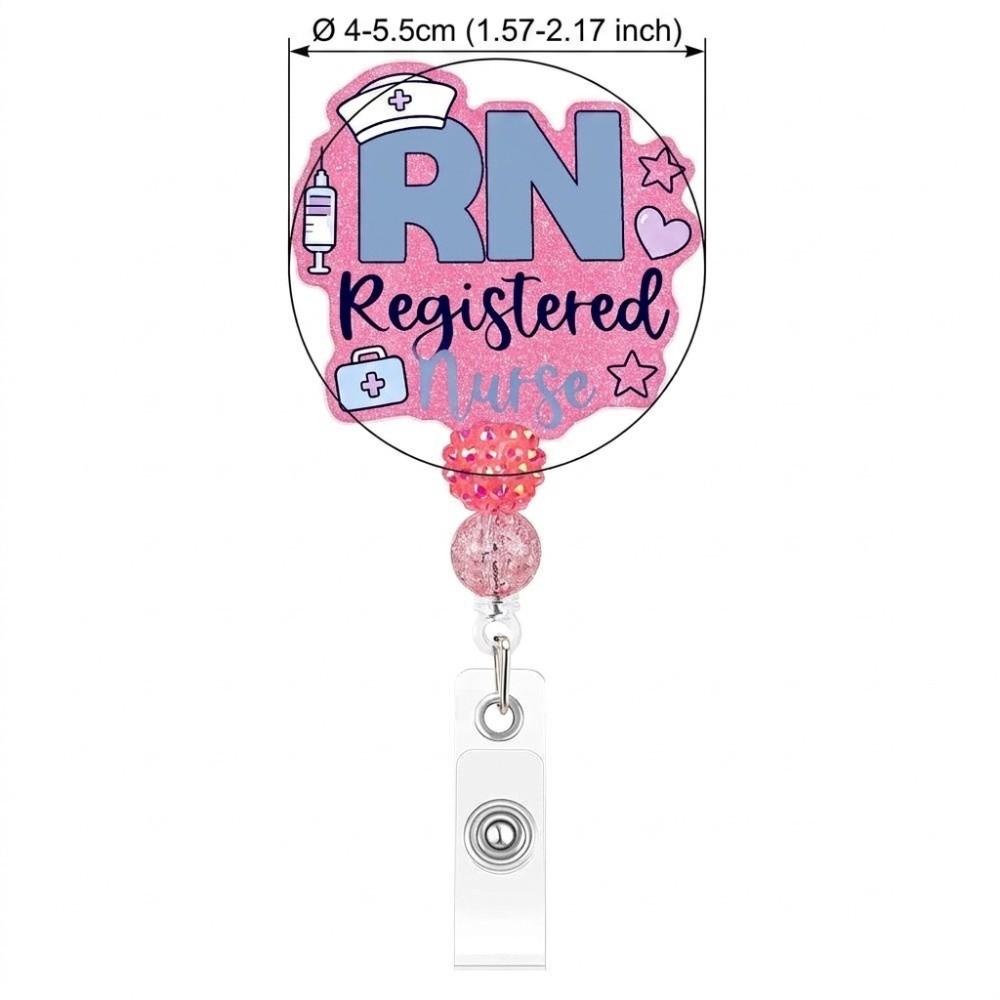 Retractable Structure Nurse Badge Reel Delicate Beaded Craft Beaded Badge Reel Gift Choice