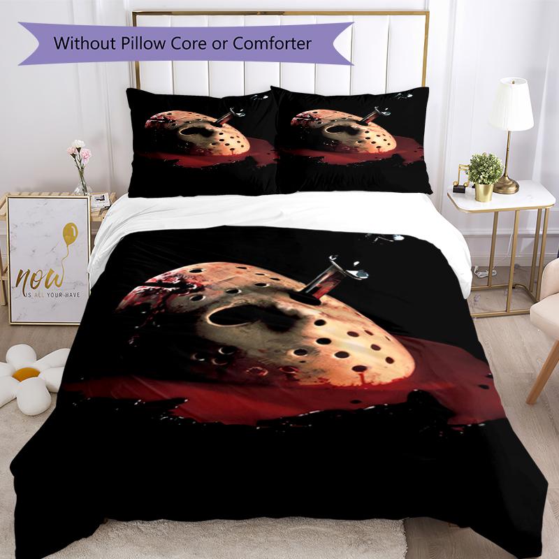 3pcs Friday the 13th Bedding Set Duvet Cover Closure Includes 1 Duvet Cover & 2 Pillowcases, Soft and Comfortable for All Seasons.