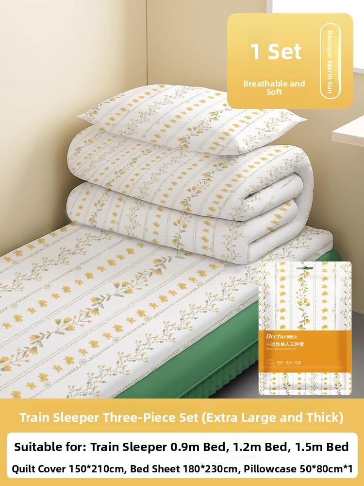 Class a Train Sleeper Disposable Three-Piece Set Single Bed Sheet Cover Pillowcase Quilt Cover Soft Sleep Hard Sleep Travel