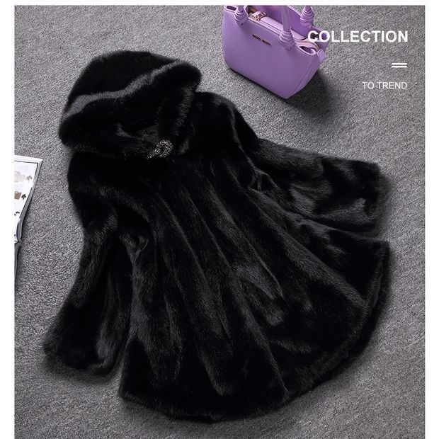 

Модная женская куртка большого размера, новая коллекция осень-зима, из искусственной норки, из искусственного меха, средней длины, с капюшоном, легкая 2XL чёрный