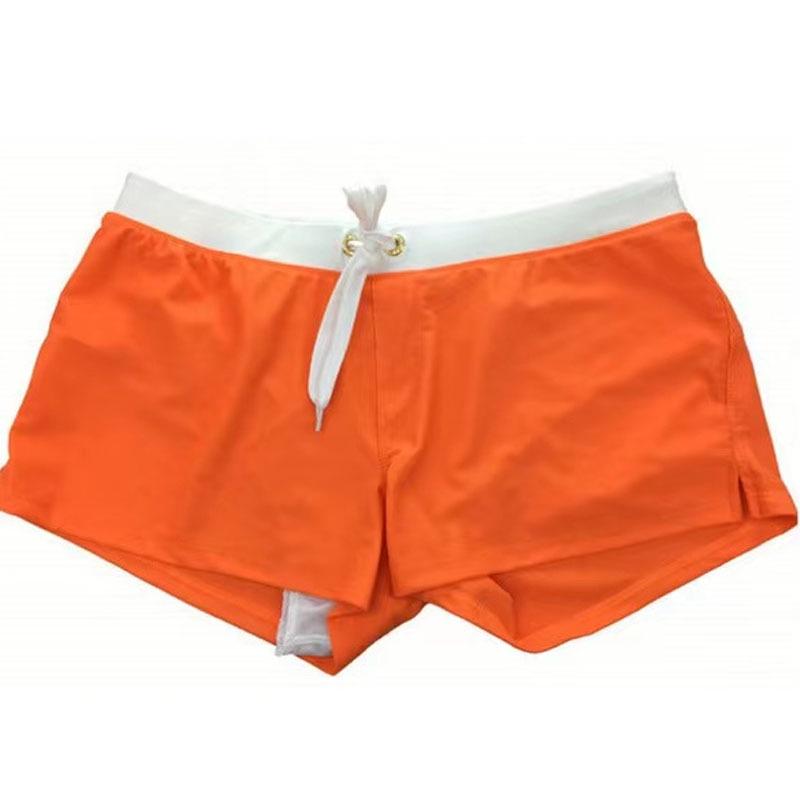 2024 Herren Unifarbene Durchsichtige Schnelltrocknende Shorts mit Kordelzug XL orange
