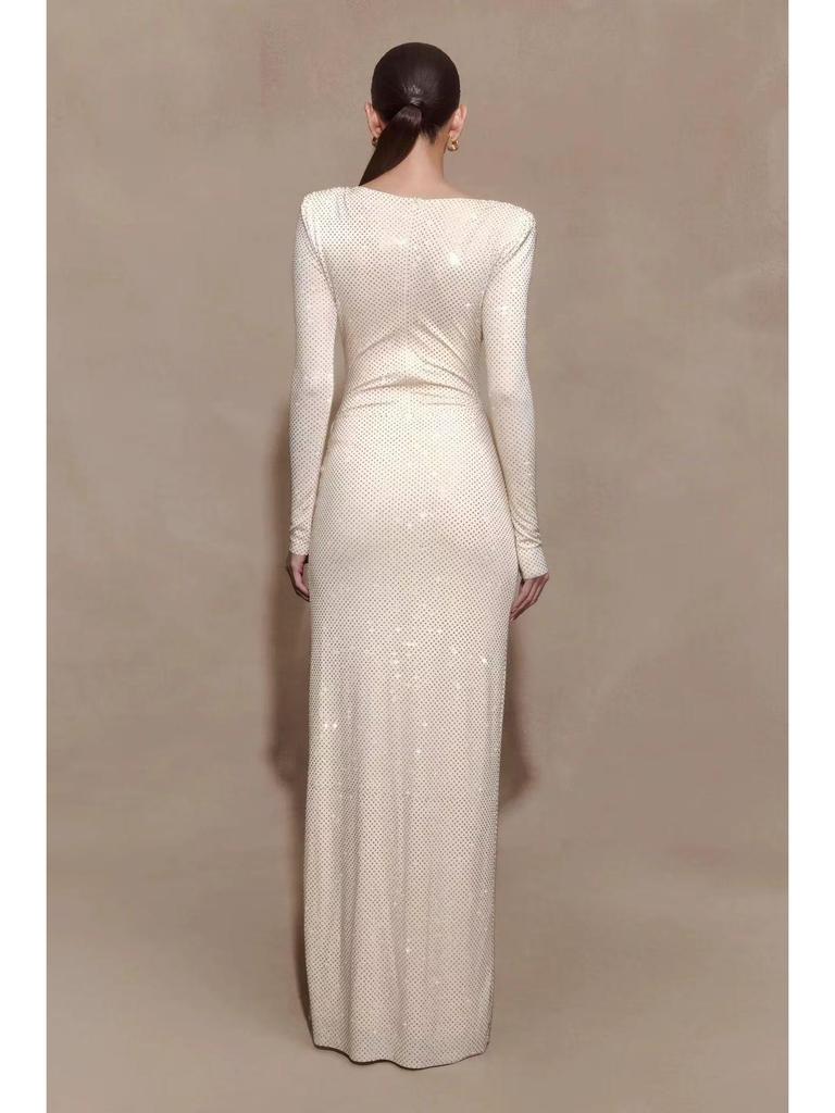 Elegant European & American One-Shoulder Twisted Evening Dress for Women