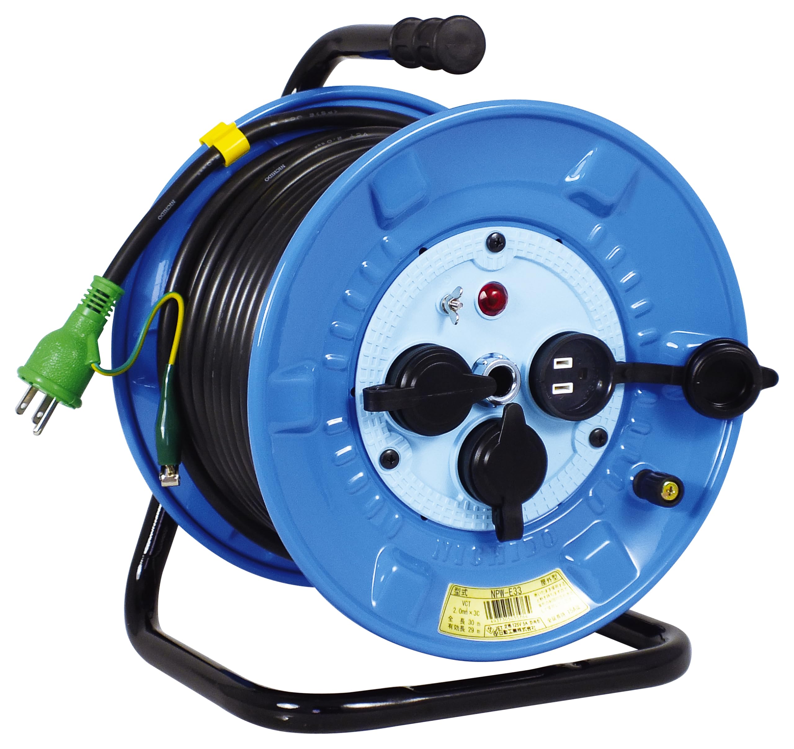 

Nichido Industrial Electrician s Drum, 100V, Weatherproof and Dustproof, with Grounding, 30m, NPW-E33