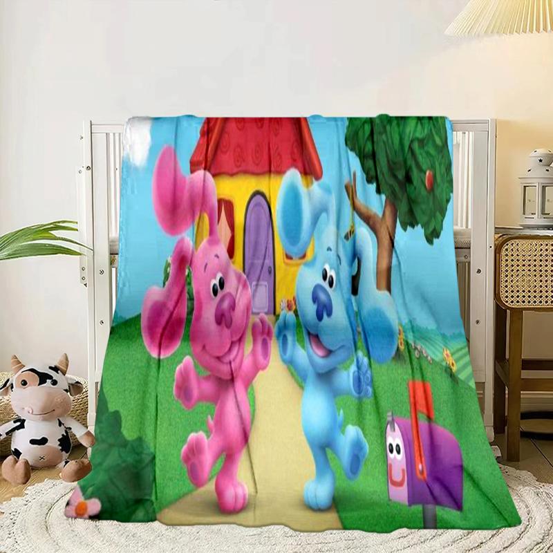Cartoon Blue dog Blanket Flannel Blanket for bed, sofa, Camping, Hiking, Picnic Essentials, gift for family Fan gifts