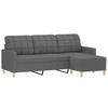 Vidaxl 3-Seater Sofa with Footstool, Dark Grey, 180 Cm, Fabric