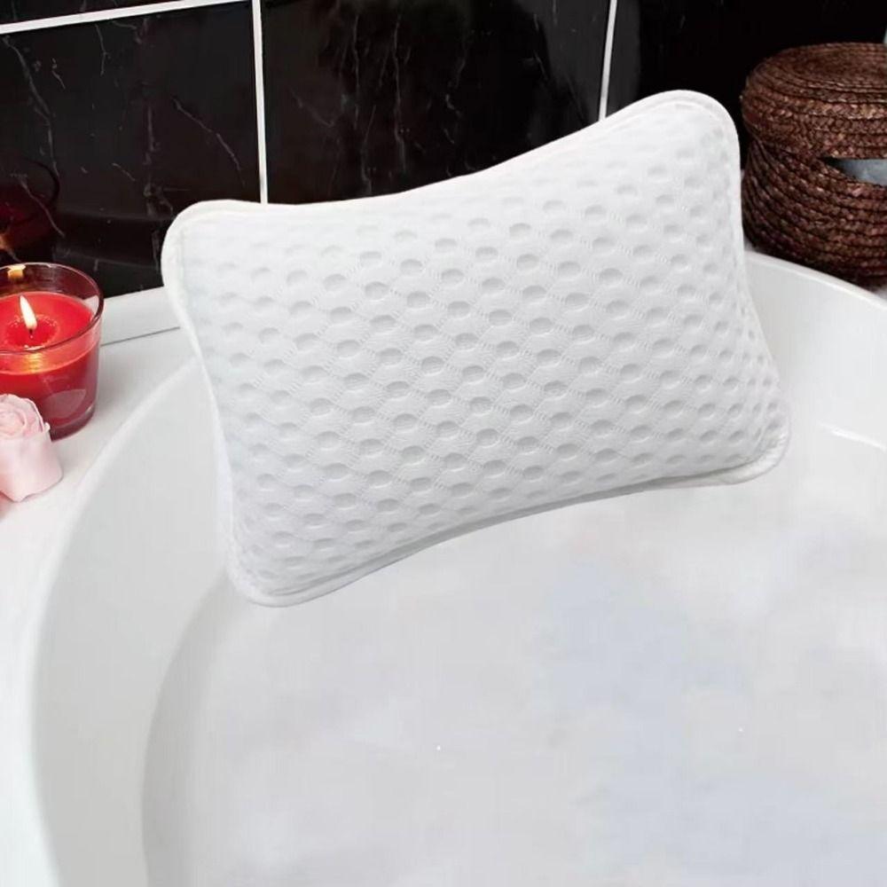 2 Suction Cups Shower Headrest Soft Bathtub Headrest Portable Spa Pillow  Bathroom