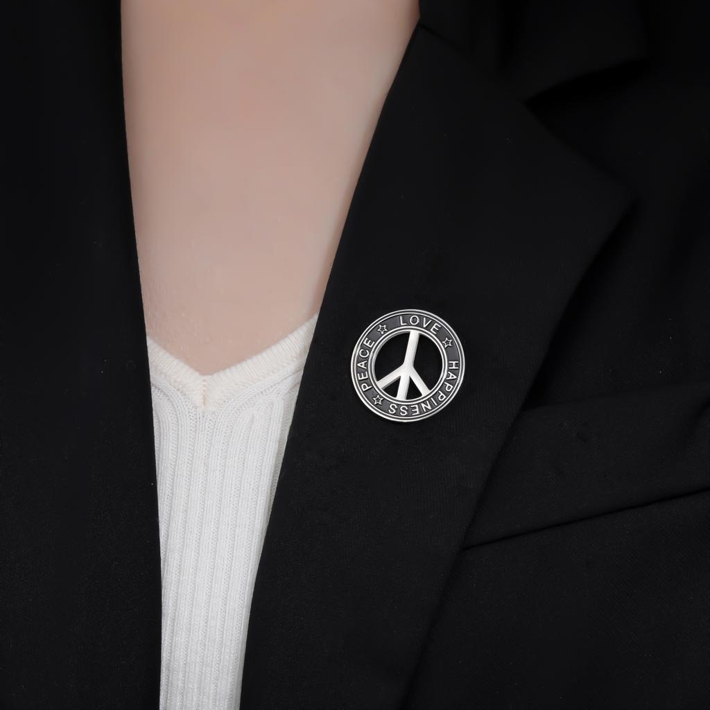 Roestvrij Staal Vredesteken Ronde Broche voor Dames Heren Geluk Vrede Liefde Reversspelden Trend Sieraden Accessoires Amulet Cadeaus