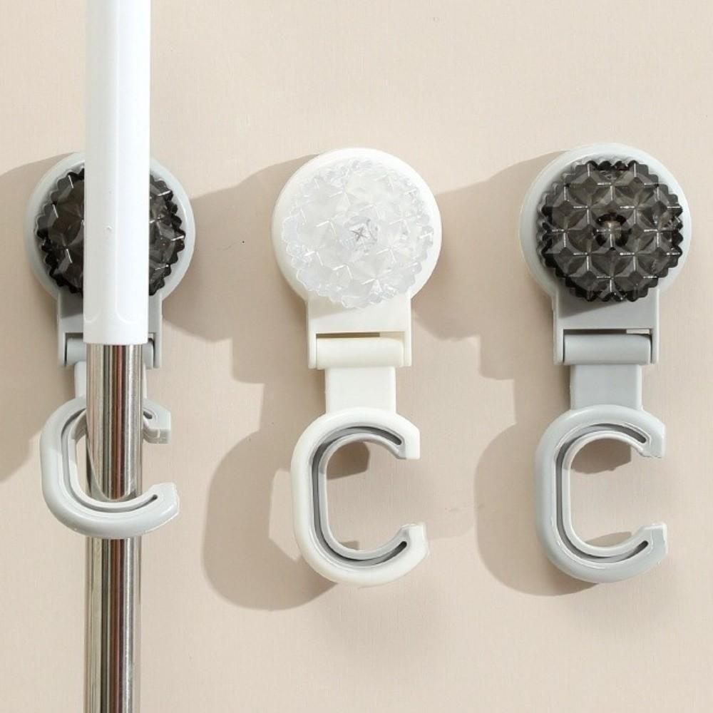3pcs Wall Hanging Mop Hook Hanger Strong Holder Vacuum Suction Cup Broom Clip Space Saving Mop Storage Rack Bathroom Storage