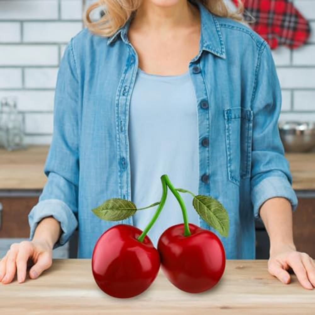 Double Head Design Fake Fruit Ornament Fresh Look Maintenance