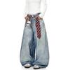 American Retro Straight Leg Wide Leg Jeans Washed and Worn High Street Jeans for Women Loose Fitting Harajuku Fashion