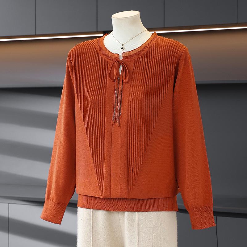 

Stylish Knit Top for Young Mothers - Spring & Autumn Fashion for Middle-Aged and Elderly Women, Perfect for Chinese New Year XL [Recommended: 45-55 kg]