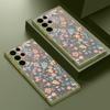 Acrylic Hard Orange Flower Pattern Matte Phone Case for Samsung S25 Ultra S24 Fe S23 S22 A16 A15 A56 A55 A35 Shockproof Clear Soft Edges Case