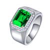 Solitaire Male 5ct Lab Emerald Sapphire Ring 925 Sterling Silver Engagement Wedding Band Rings for Men Moissanite Party Jewelry