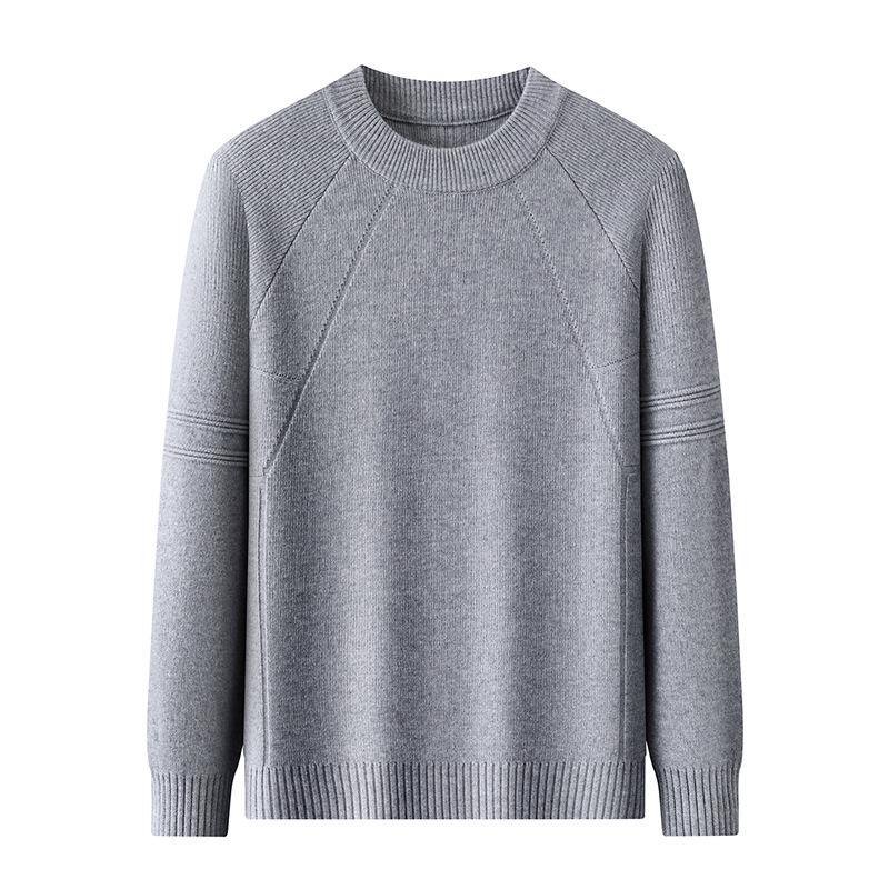 Men's 2025 Autumn/Winter Solid Color Jacquard Sweater, Stylish Half-High Collar Knitwear