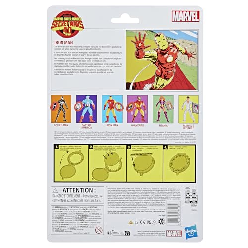 Hasbro Marvel Legends Series Iron Man, Avengers Retro Marvel Comics Secret Wars Collectible 6-Inch Action Figure with Shield (G0780) Authentic