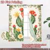 2D Flat Printing 2pcs Curtain Scene Curtains Cactus with Colorful Blooms Digital Printed Polyester Drapes Party Decorations Use