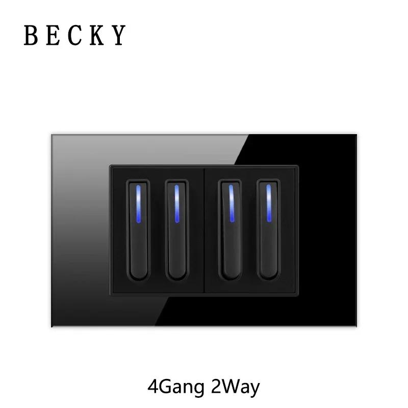 118 Type Piano Key Black Tempered Glass Fashionable Switch Socket American British European Standard Universal Socket